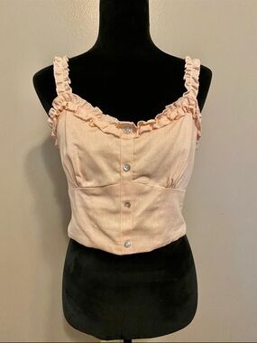 Gianni Bini Peach Ruffle Crop Top